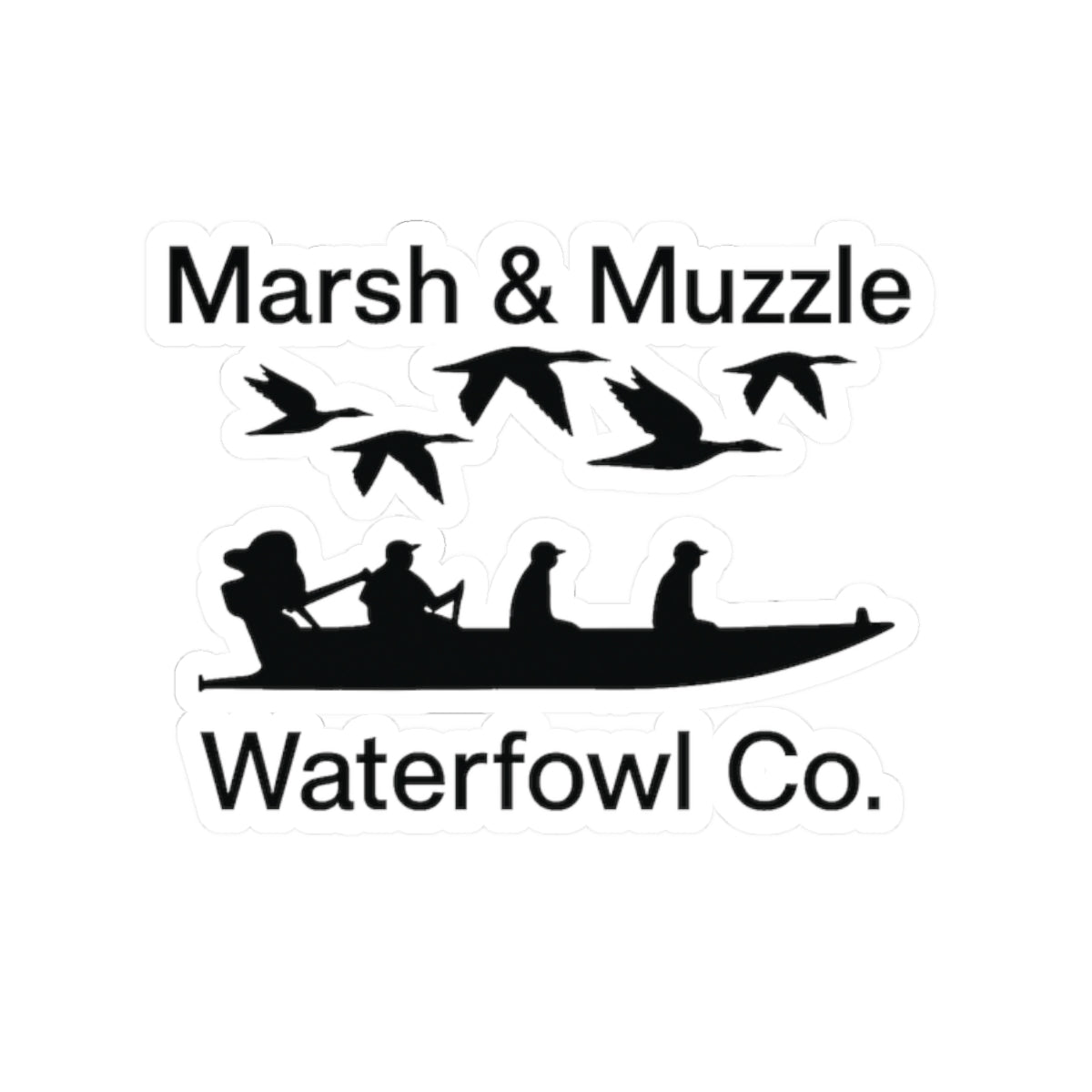 Marsh & Muzzle Waterfowl Co. Sticker — Duck Hunting Canoe Decal